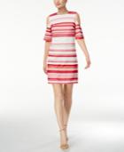 Calvin Klein Striped Cold-shoulder Sheath Dress