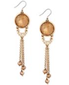 Lucky Brand Gold-tone Stone And Chain Drop Earrings