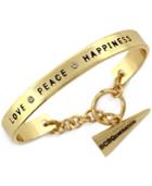 Bcbgeneration Gold-tone Love Peace Happiness Toggle Cuff Bracelet