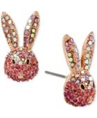Betsey Johnson Gold-tone Pink Pave Bunny Stud Earrings