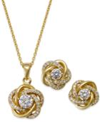Giani Bernini Cubic Zirconia Love Knot Jewelry Set In 18k Gold Over Sterling Silver