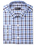 Bar Iii Men's Slim-fit Navy Textured Gingham Dress Shirt, Only At Macy's