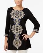 Jm Collection Studded Printed Tunic, Only At Macy's