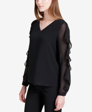 Calvin Klein Ruffled-sleeve Top