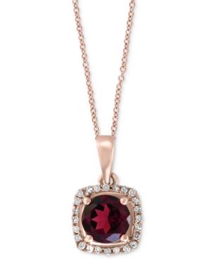 Effy Rhodolite (1 Ct. T.w.) & Diamond Accent Halo 18 Pendant Necklace In 14k Rose Gold