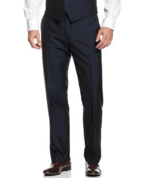 Alfani Red Pants Navy Textured Slim Fit