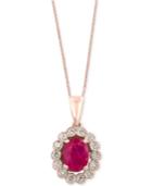 Amore By Effy Certified Ruby (1-3/8 Ct. T.w.) And Diamond (3/8 Ct. T.w.) Bezel Pendant Necklace In 14k Rose Gold