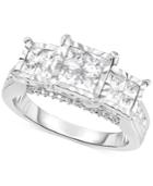 Trumiracle Diamond Princess Triple Cluster Engagement Ring (1 Ct. T.w.) In 14k White Gold