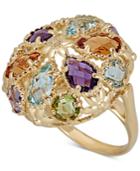 Multi-gemstone Cluster Ring (10-1/5 Ct. T.w.) In 14k Gold-plated Sterling Silver
