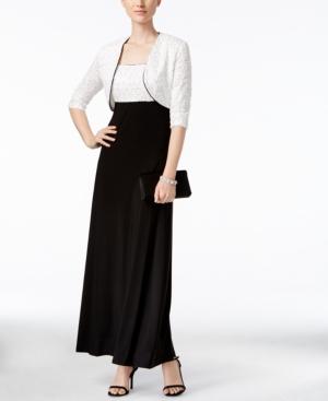 R & M Richards Sequined Lace Gown And Bolero Jacket
