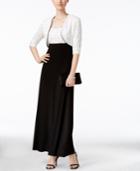 R & M Richards Sequined Lace Gown And Bolero Jacket