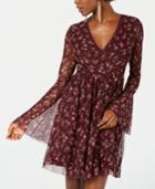 American Rag Juniors' Printed Bell-sleeved Fit & Flare Dress, Created For Macy's