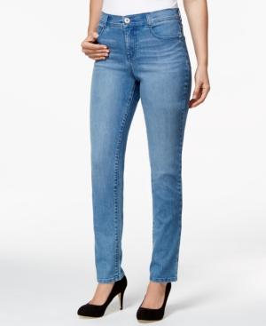 Style & Co. Petite Tummy-control Straight Leg Whistler Wash Jeans, Only At Macy's