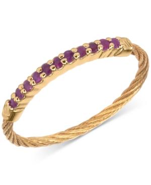Charriol Women's Laetitia Ruby Accent Gold-tone Pvd Stainless Steel Cable Ring