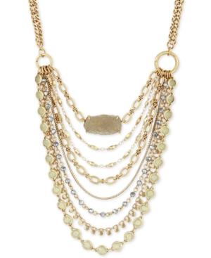 Lucky Brand Gold-tone Multi-stone Multi-layer Statement Necklace