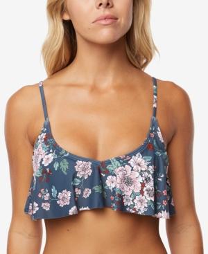 O'neill James Floral-print Flounce Bikini Top,a Macy's Exclusive Style Women's Swimsuit
