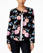 Ny Collection Petite Floral-print Pleated-back Jacket