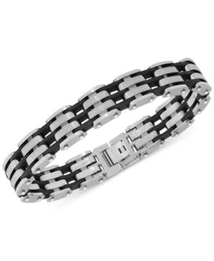 Men's Link Bracelet In Tungsten And Black Resin