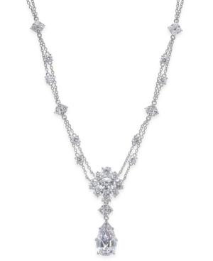 Nina Silver-tone Cubic Zirconia Double-strand Pendant Necklace