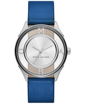 Marc Jacobs Women's Tether Blue Leather Strap Watch 36mm Mj1458