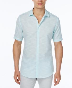 Alfani Men's Big And Tall Slim-fit Striped Short-sleeve Shirt, Only At Macy's