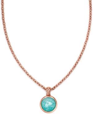 Bronzarte 18k Rose Gold Over Bronze Necklace, Amazonite Doublet Pendant (12 Ct. T.w.)