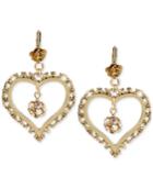 Betsey Johnson Gold-tone Crystal Orbital Fireball Heart Drop Earrings