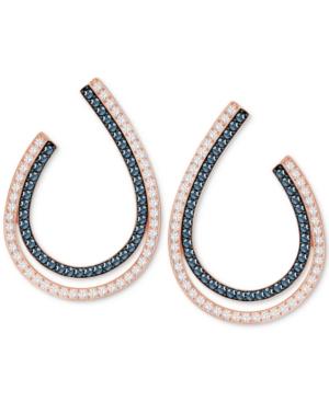 Swarovski Two-tone Pave Double-row Oval Hoop Drop Earrings