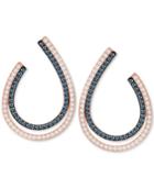 Swarovski Two-tone Pave Double-row Oval Hoop Drop Earrings