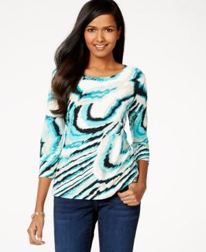 Jm Collection Petite Printed Jacquard Top