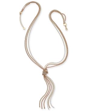 Charter Club Tri-tone Multi-chain Knotted Lariat Necklace, 30 + 2 Extender, Created For Macy's