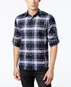Guess Men's Canyon Paint-splattered Plaid Shirt