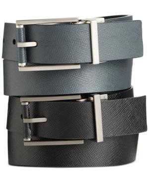 Calvin Klein Saffiano Leather Roll Buckle Reversible Belt