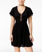 Volcom Juniors' Lattice Cutout-back Fit & Flare Dress
