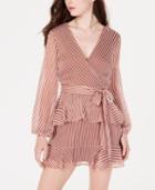 Material Girl Juniors' Striped Ruffled Wrap Dress, Created For Macy's