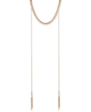 Lucky Brand Gold-tone White Stone Long Chain Choker Necklace