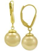 Majorica 18k Gold Vermeil Imitation Champagne Pearl Drop Earrings