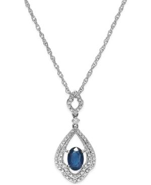 Sapphire (1/2 Ct. T.w.) And Diamond Accent Fancy Pendant Necklace In 10k White Gold