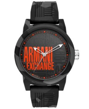 Ax Armani Exchange Men's Atlc Gray Camouflage Silicone Strap Watch 46mm