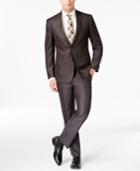 Kenneth Cole Reaction Slim-fit Brown Micro-check Suit