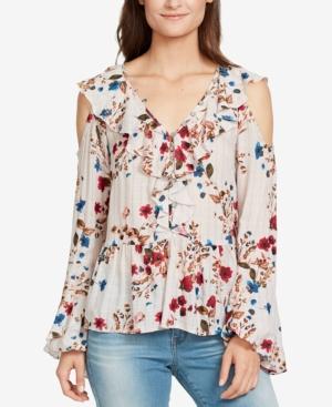 William Rast Ruffled Cold-shoulder Blouse