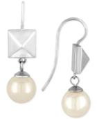 Marjorica Silver-tone Imitation Pearl And Pyramid Stud Drop Earrings