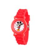 Disney Mickey Mouse Boys' Red Plastic Time Teacher Watch