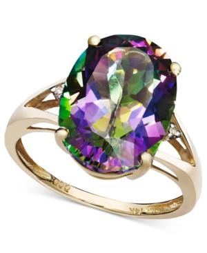 Mystic Topaz (7-1/6 Ct. T.w.) And Diamond Accent Oval Ring In 14k Gold