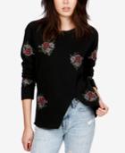 Lucky Brand Cotton Embroidered Knit Top