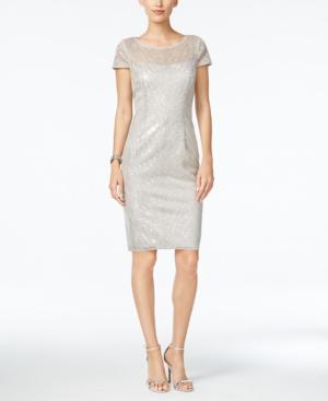 Adrianna Papell Sequined Illusion Sheath Dress