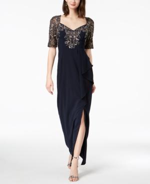 Adrianna Papell Beaded 3/4-sleeve Gown