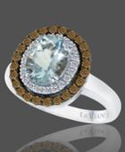 Le Vian Aquamarine (1-2/5 Ct. Chocolate Diamond (1/2 Ct. T.w.) And White Diamond Accent Oval Ring In 14k White Gold