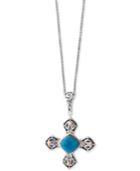 Turquesa By Effy Manufactured Turquoise Cross Pendant Necklace (2-3/4 Ct. T.w.) In Sterling Silver & 18k Rose Gold