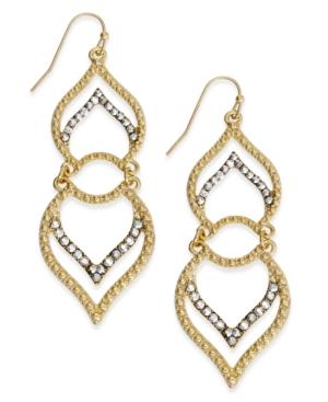 Inc International Concepts Gold-tone Double Petal Pave Earrings, Only At Macy's